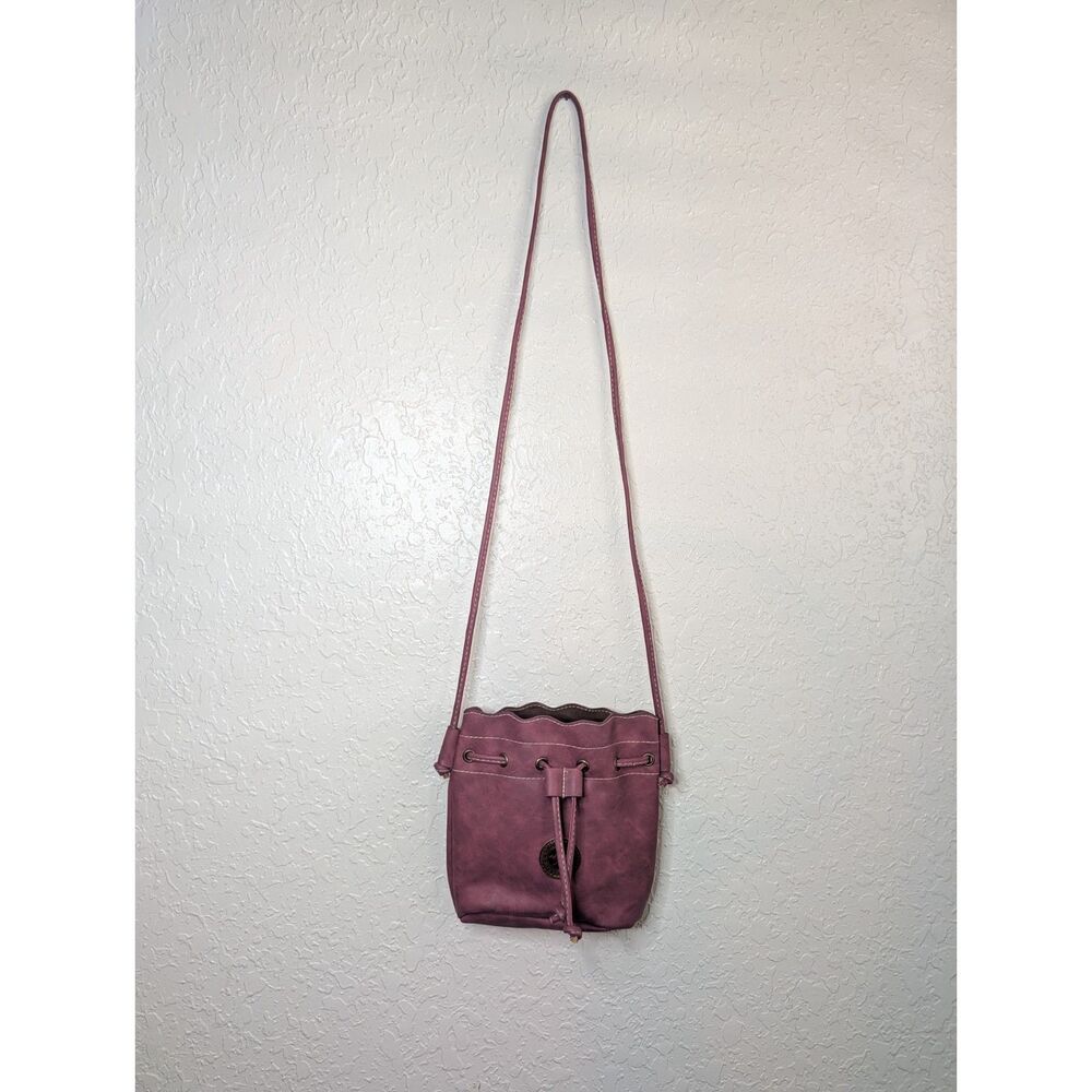 Kangaroo Australia Wine Color Suede Bucket Bag Crossbody Drawstring Purse